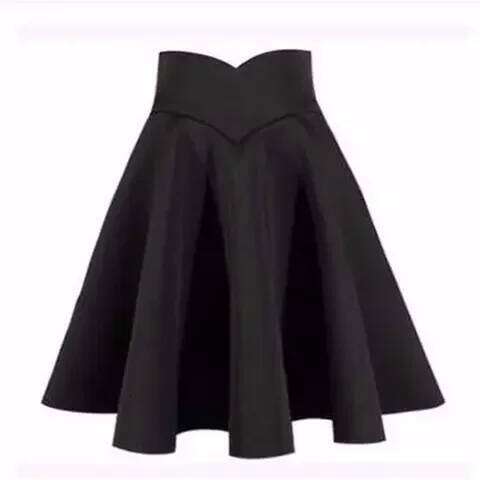 Black Large Size Expandable High Waist Pleated Puff Slim Skirt Woman Skirts Mujer Faldas Saias Mulher XJ260309