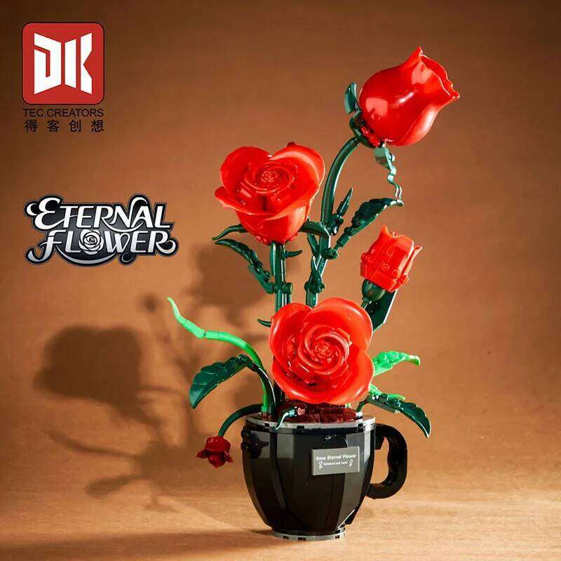 496PCS Or 450PCS Creative Daisy Rose Building Blocks Flower Bouquet Vase Model Bricks Set Home Decoration Kids Girl Toy Gift C260306