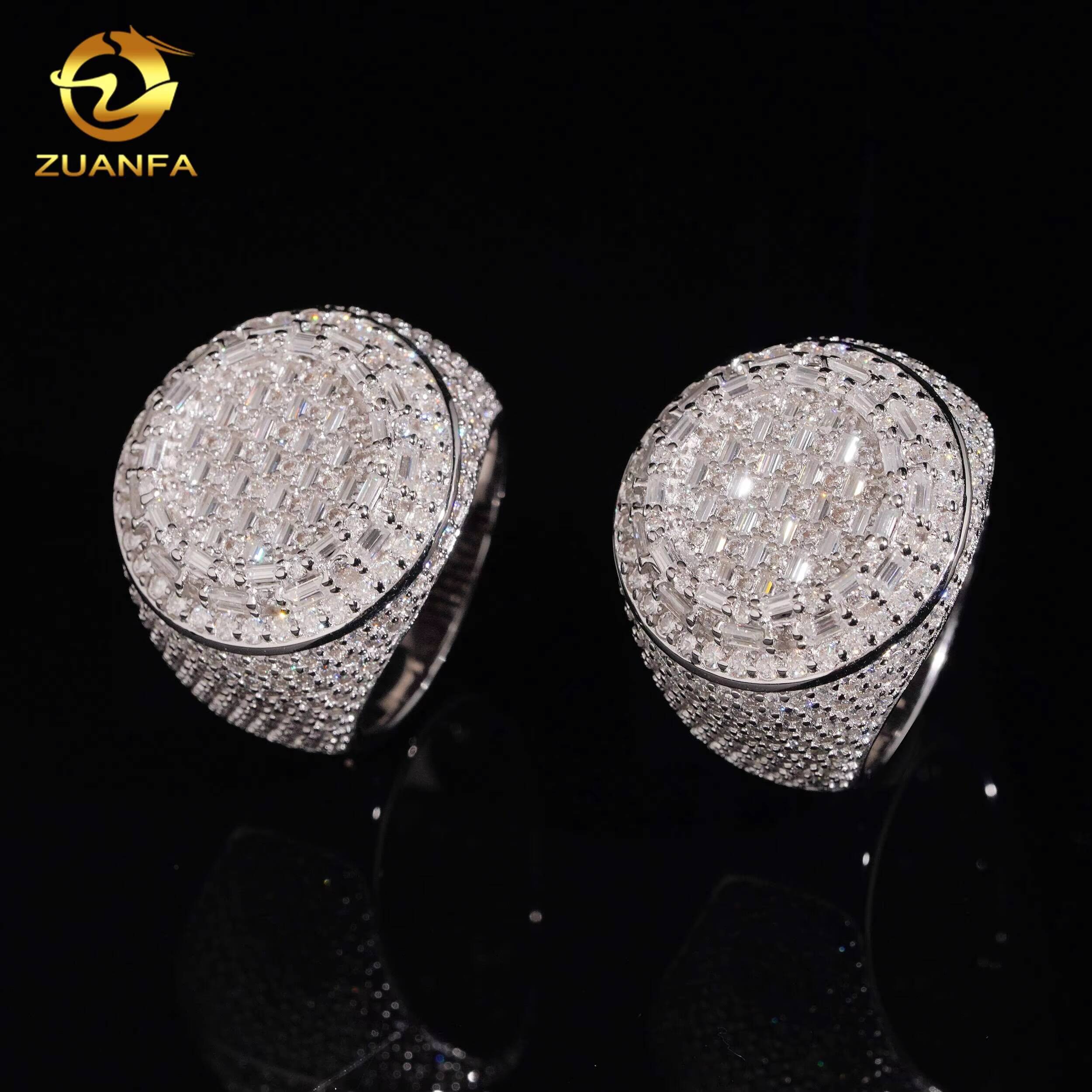Ready to Ship Hip Hop Jewelry Moissanite Hip Hop Ring 925 Sterling Silver Men Diamond Ring Pass Diamond Tester