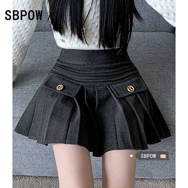Quality Luxury Women Pleated Skirt Woolen Spring Korea Style Cheerleading Girl A-Line White High Waist Shorts Mini Skirts XJ260309