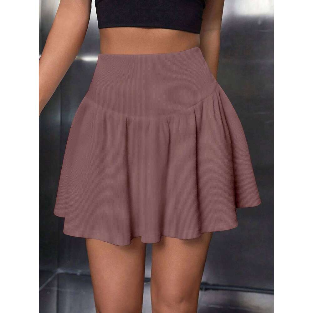 Sexy Halter Short Summer Solid Color Y2K Style Folding Slim High Women's Casual Mini Skirt XJ260309