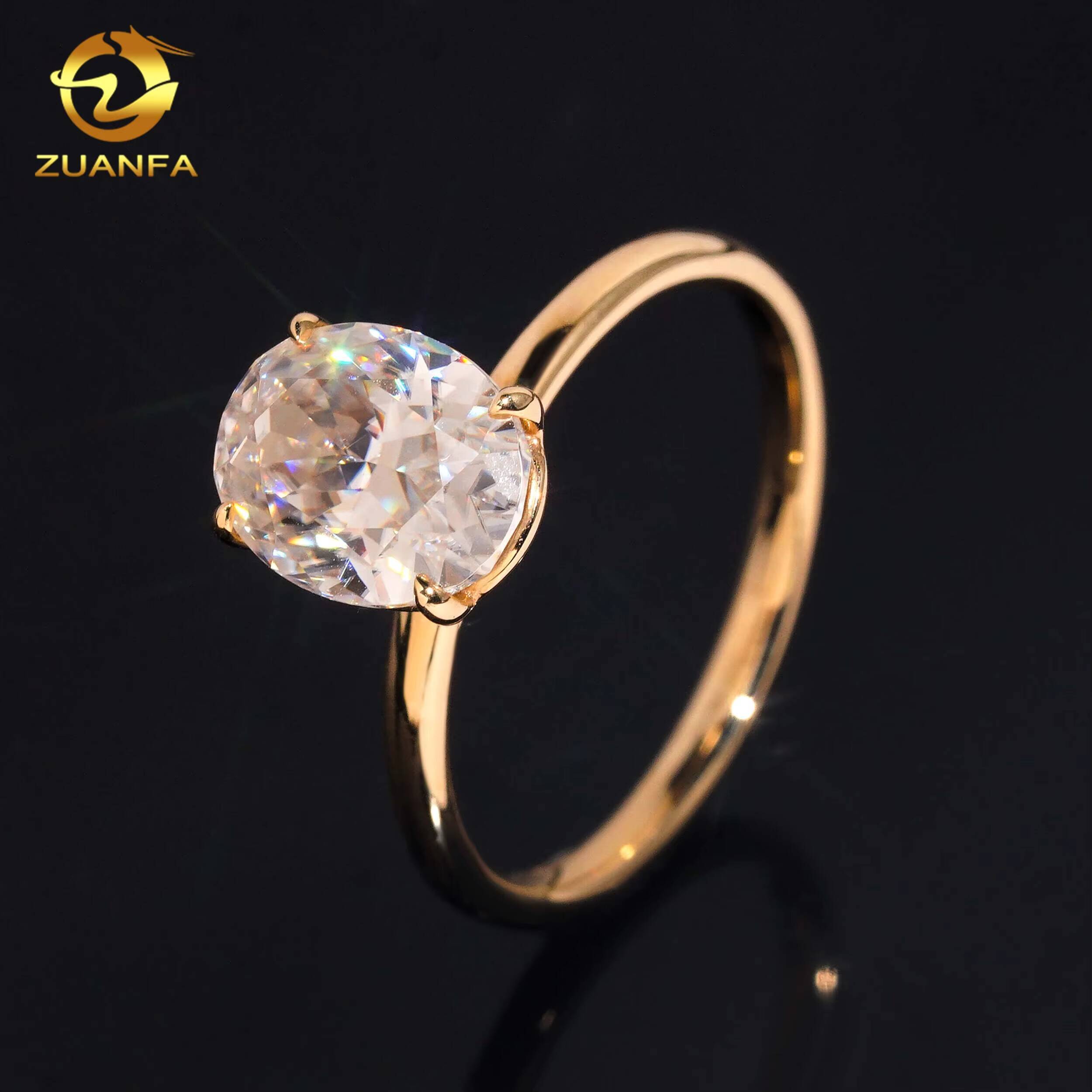 Luxury Women Jewelry 14k White Gold Moissanite Diamond Ring Vvs Oal Cut Solitair Ring Engagement Rings
