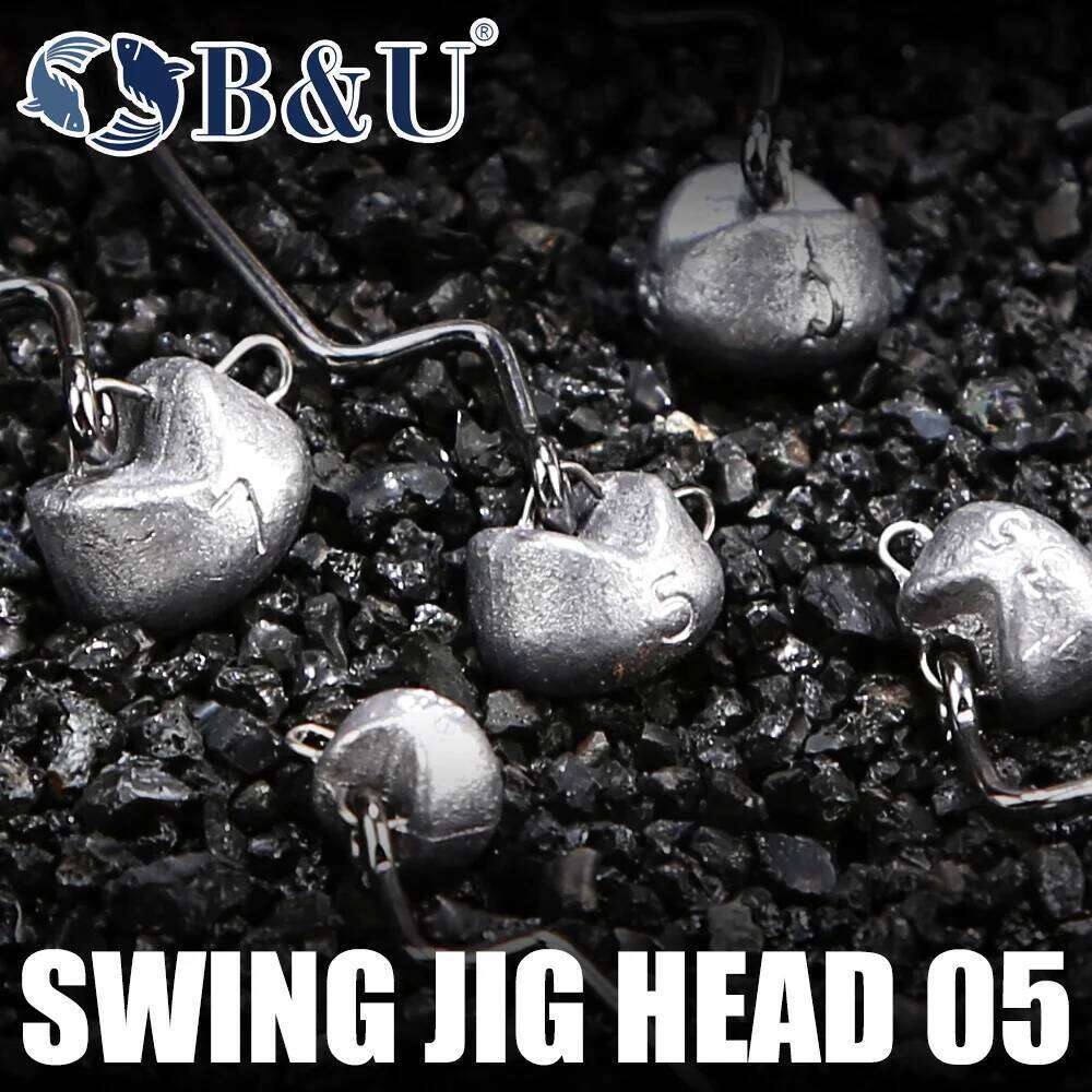 B&U Bass Swing Jig Head Crappie Lure Texas Rigs Fishing Gear Ned Offset Weedless Worm Jigheads Pesca S260305