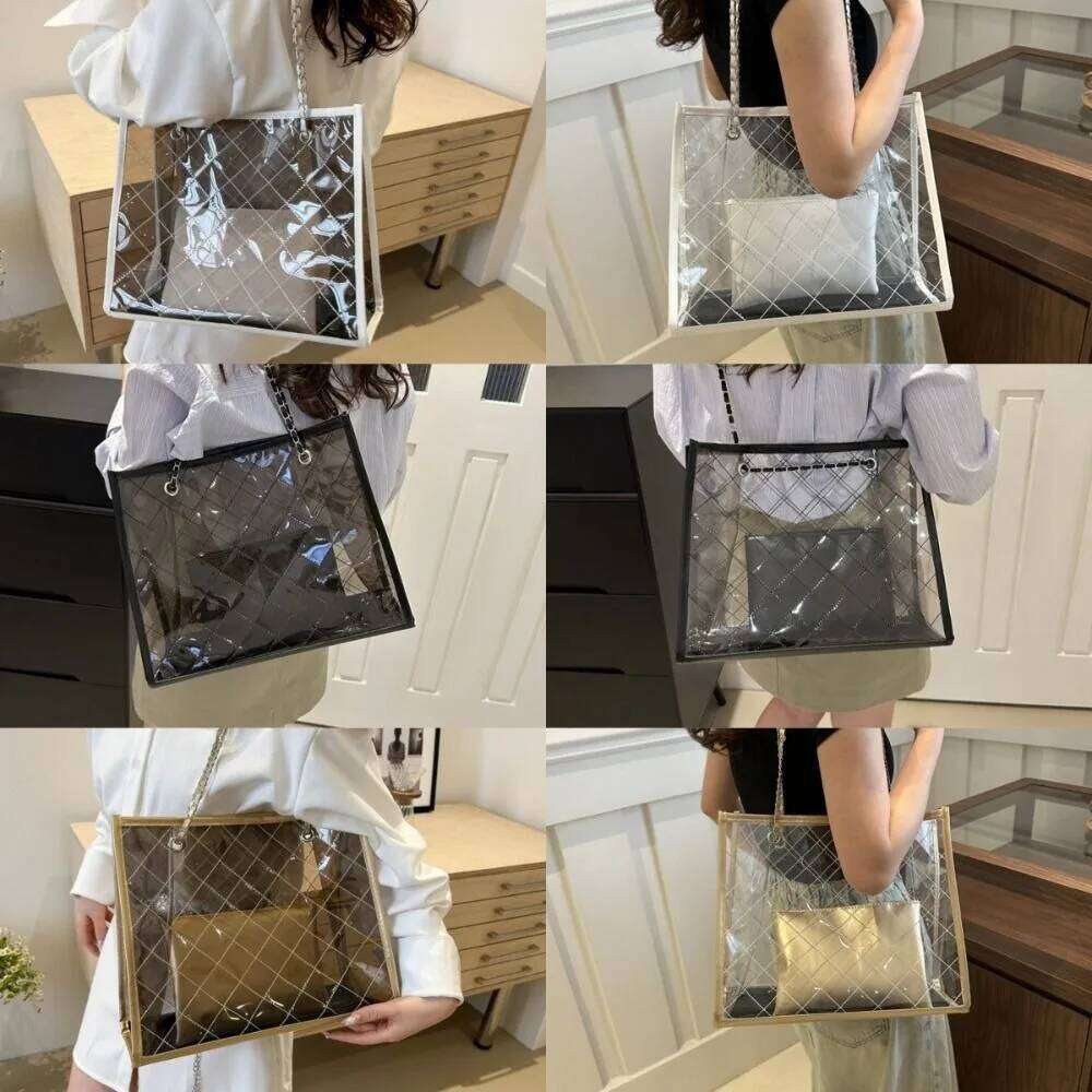 Large Capacity Transparent Shoulder Summer Underarm Waterproof Composite Bag Korean Style Storage Beach Portable Tote H260309