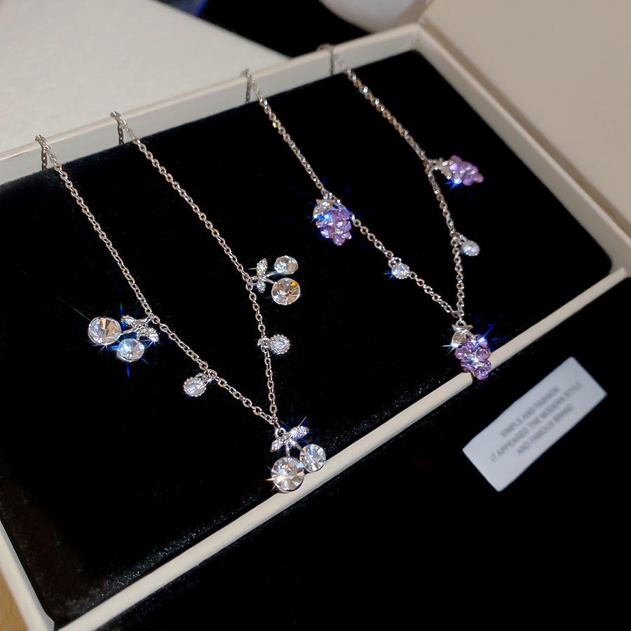Korean-style diamond-studded grape cherry pendant bracelet exquisite elegant, sweet and luxurious, with a high-end feel Jewelry for women - view 8