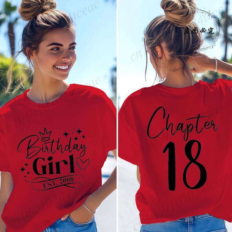 Est. 2008 Women's T-shirts Funny Gifts for Girls Tees Chapter 18 18th Birthday Girl Graphic Tops Female Clothing XJ260306