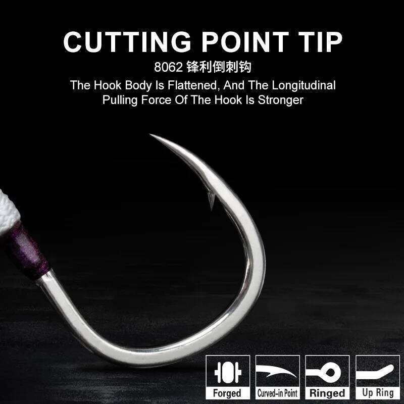 TEASER 3PC HK044 Sea Fishing Heavy-Duty Iron Plate Hook, High Carbon Steel, Corrosion-Resistant, Large Fish Auxiliary Hook S260305