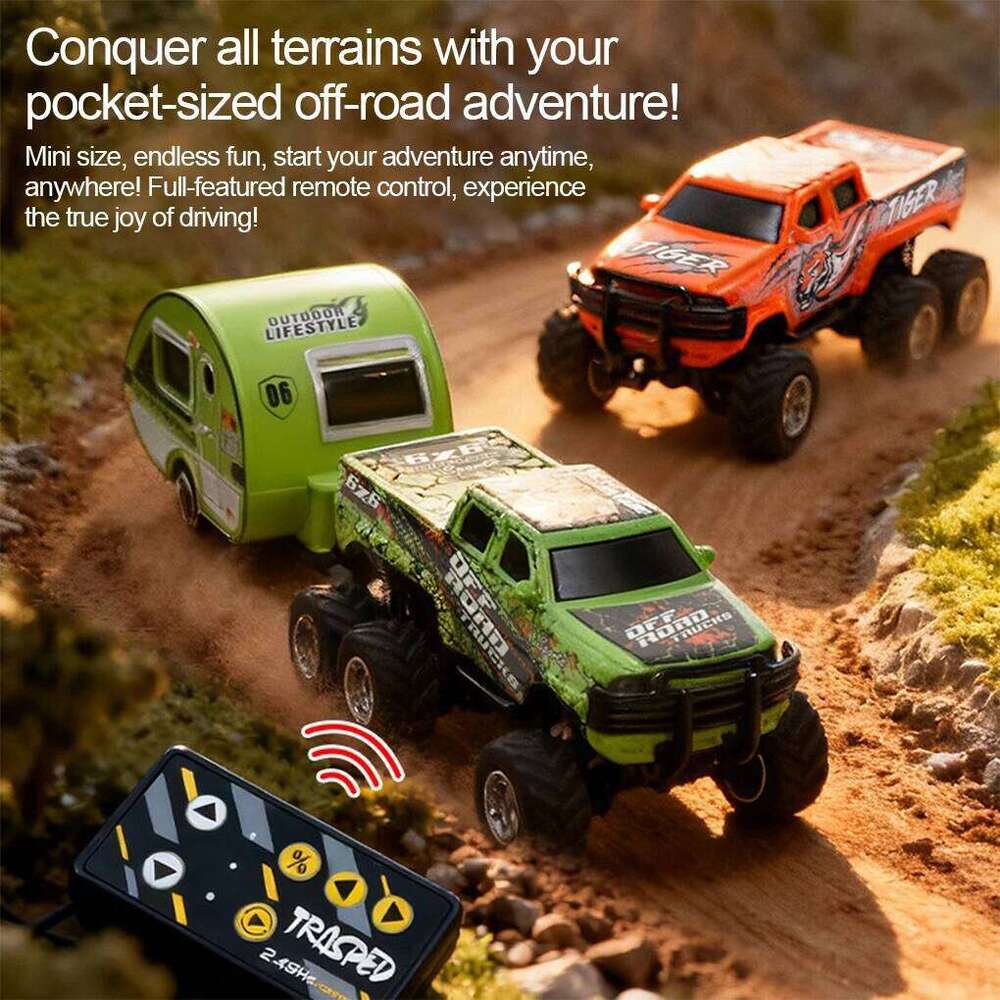 1/64 RC 2.4G Mini Off-road High-Speed 6-wheel Alloy Remote Control Car Rechargeable Belt Shock Absorption Boys Toys Gifts C260306