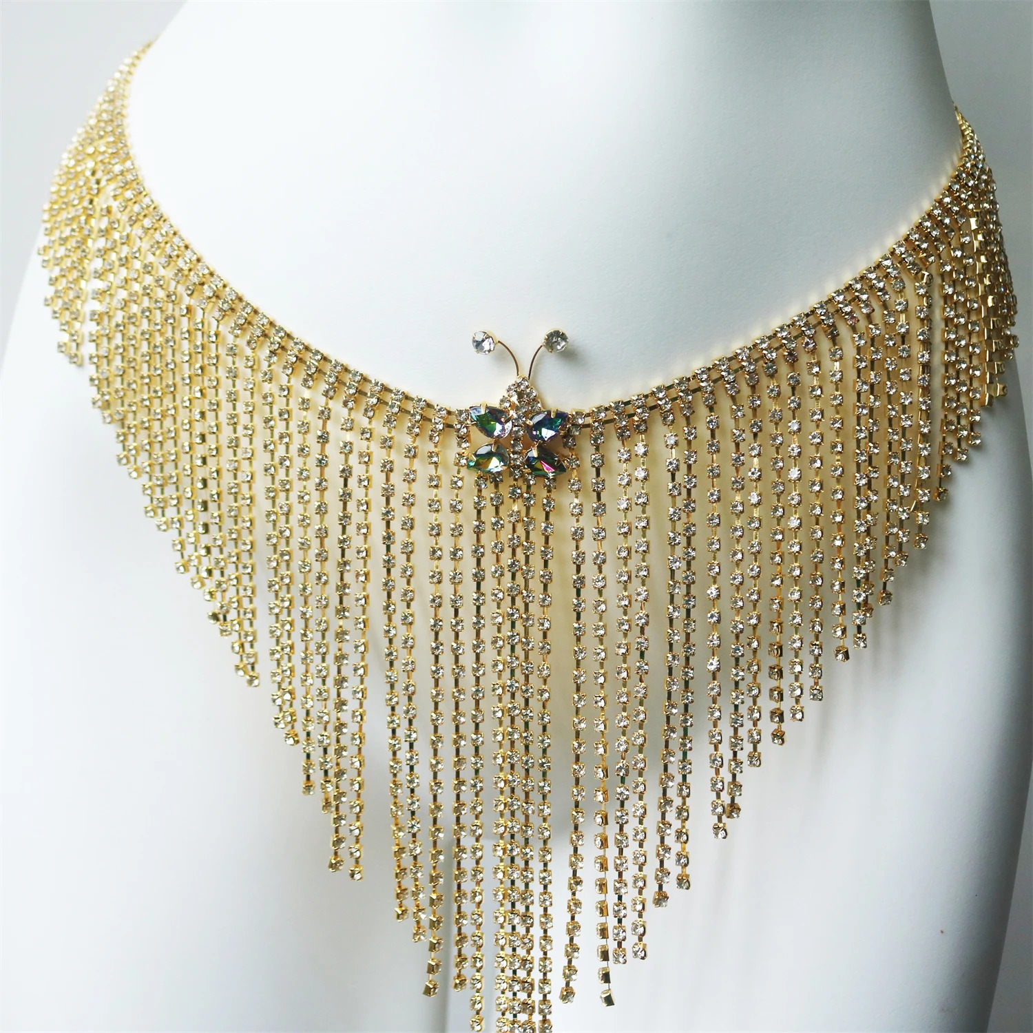 Gold Sparkling Tassel Crystal Waist Chain Womens Fashion Nightclub Party Bikini Ball Underwear Wearing Body Accessories 260306