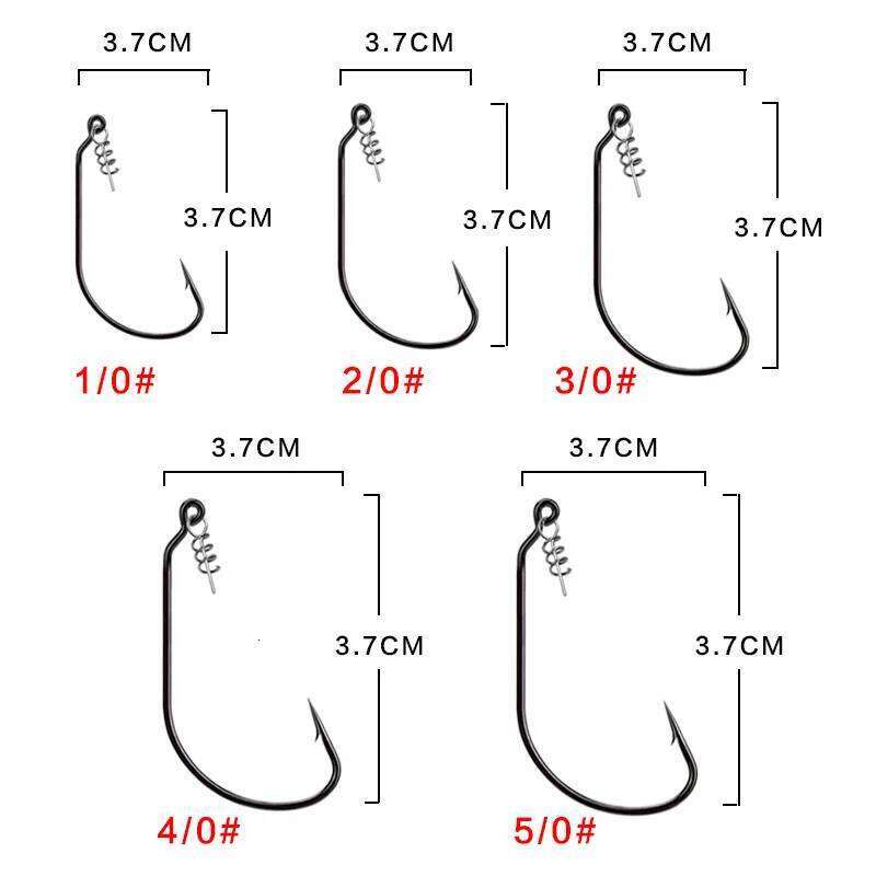 Worm Hook with Lock Stitch Soft Lure Bait Single Hooks Grub Fishhook Texas Rig Accessories Lot 10 Pieces S260305
