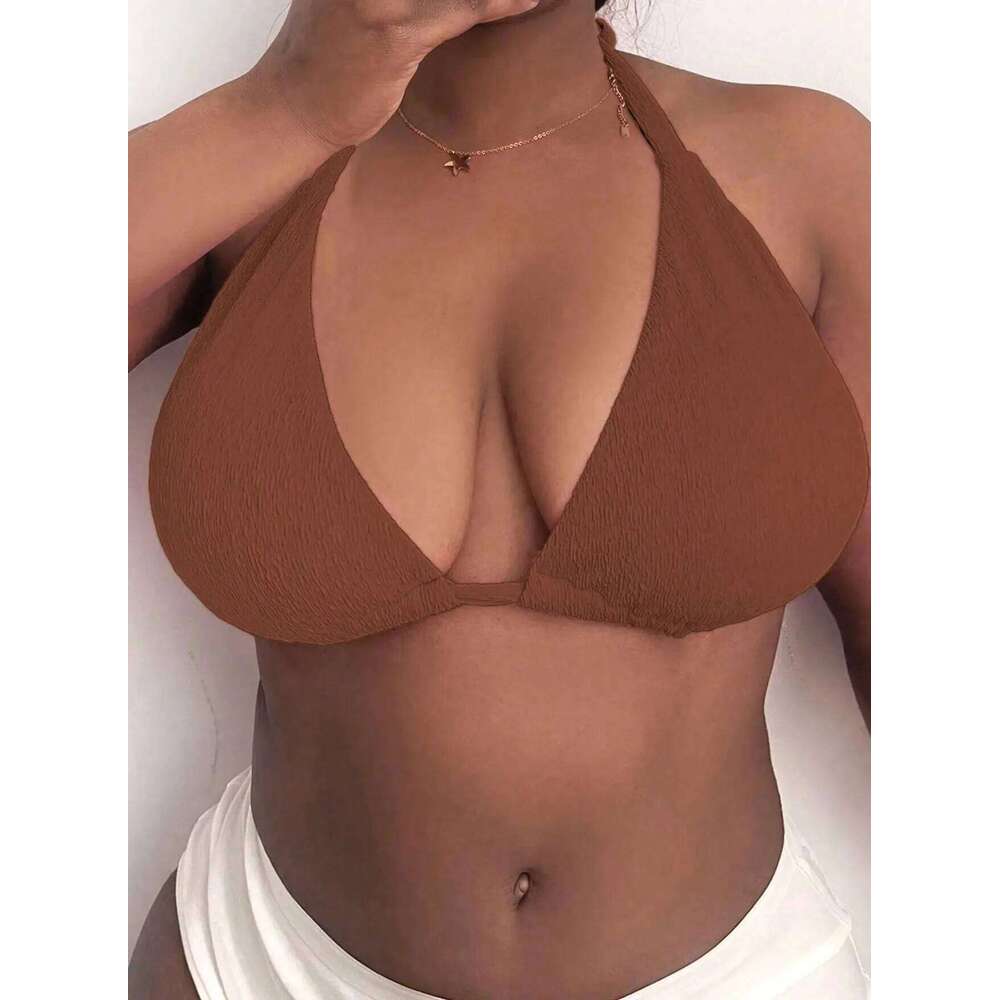 2025 Sexy Women Big Cups Bikini Top Only Push Up Swimwear Padded Plus Size Swimsuit Bandage Bathing Suit Beachsuit Female Summer XJ260206