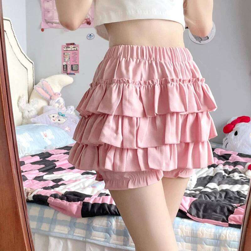 Gidyq High Waist Women Mini Summer Korean Fashion Ruffle Ball Gowns Skirts Casual Female All Match Cute A Lien Skirt New XJ260309