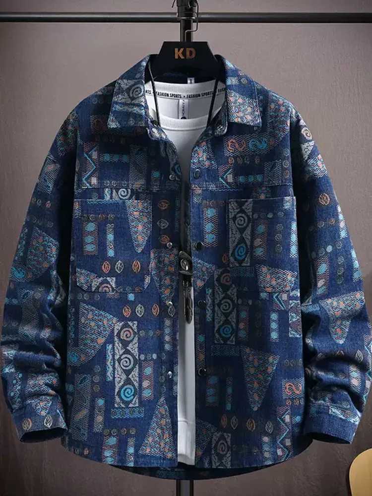 Autumn and Spring New Fashion Trend Printed American Vintage Denim Jacket Mens Casual Loose Sports High-grade Outerwear M-3XL M260309