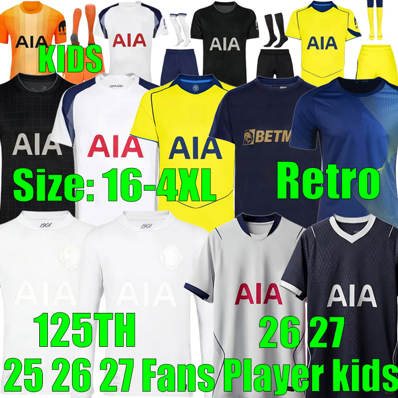 Tottenham Jerseys 25 26 27 Hotpsurs kits 1901 FA Cup 125th Anniversary Kit RICHARLISON KUDUS TOT Soccer Jerseys GALLAGHER COYS Jersey XAVI THFC men kids kit Retro