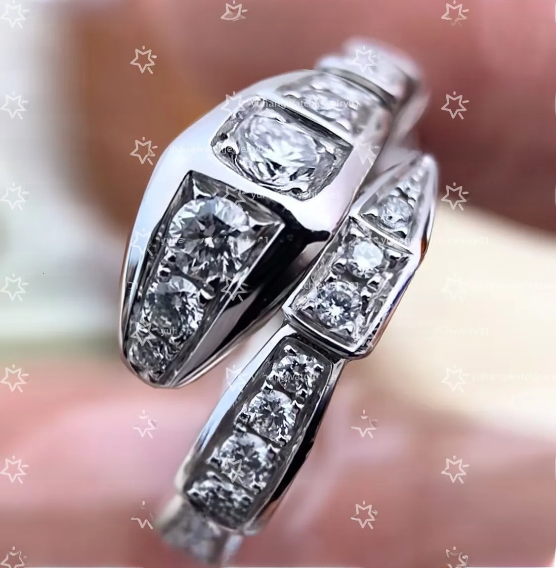 Designer luxury enamel plain ring; spirit snake open ring small group high-end sense of male and female couple rings 01