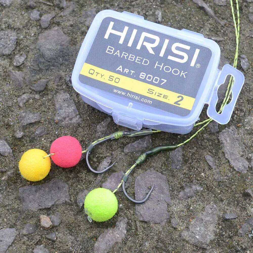 Hirisi 50Pcs Carp Fishing Barbed Hook High Carbon Steel Ring Eye Fishhook 8007 Size 2468 S260305 561