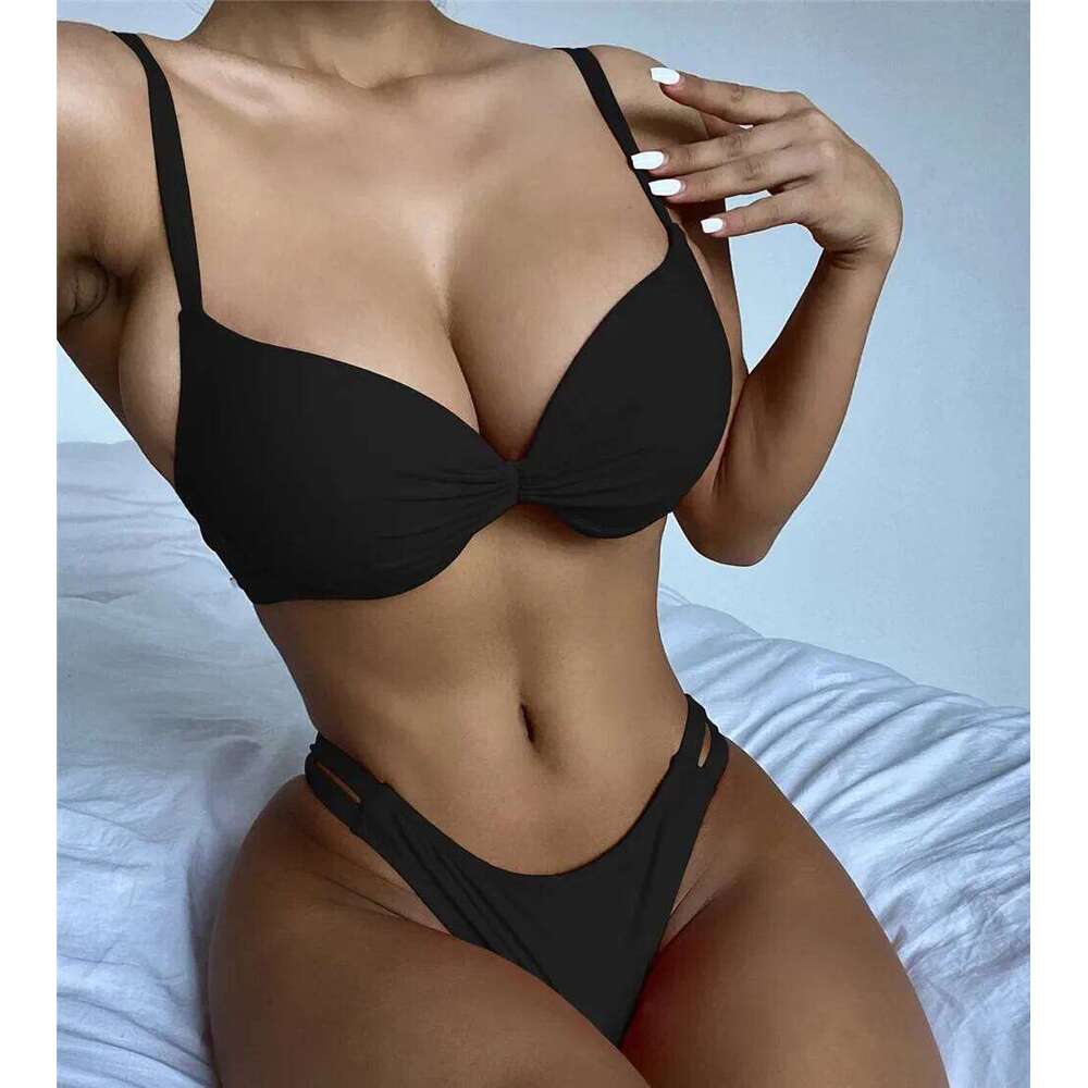 Sexy Red Push Up Swimsuits Women Bikinis Sets 2025 Mujer Swimwear Ruched High Cut Bathing Suit Biquinis Underwire Bikini Bathers XJ260206