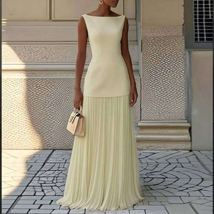 Modigirl 2025 Evening Prom Maxi for Woman Summer Elegant Sleeveless Pleated Gauze Cocktail Party Wedding Guest Dresses 26W0309