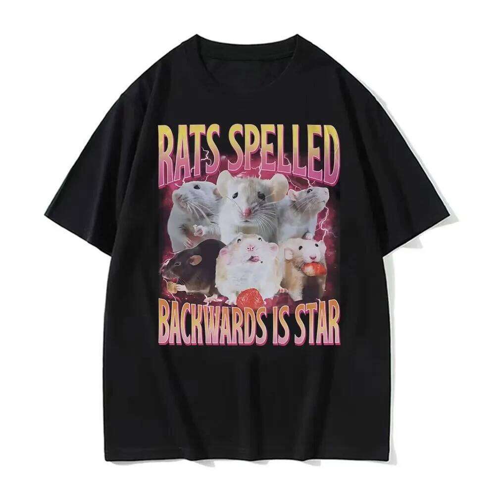Funny Rats Spelled Backwards Is Star Printed T-shirts Fashion Short Sleeve T Shirt Women Casual Oversized T-shirt Streetwear Y2K XJ260306