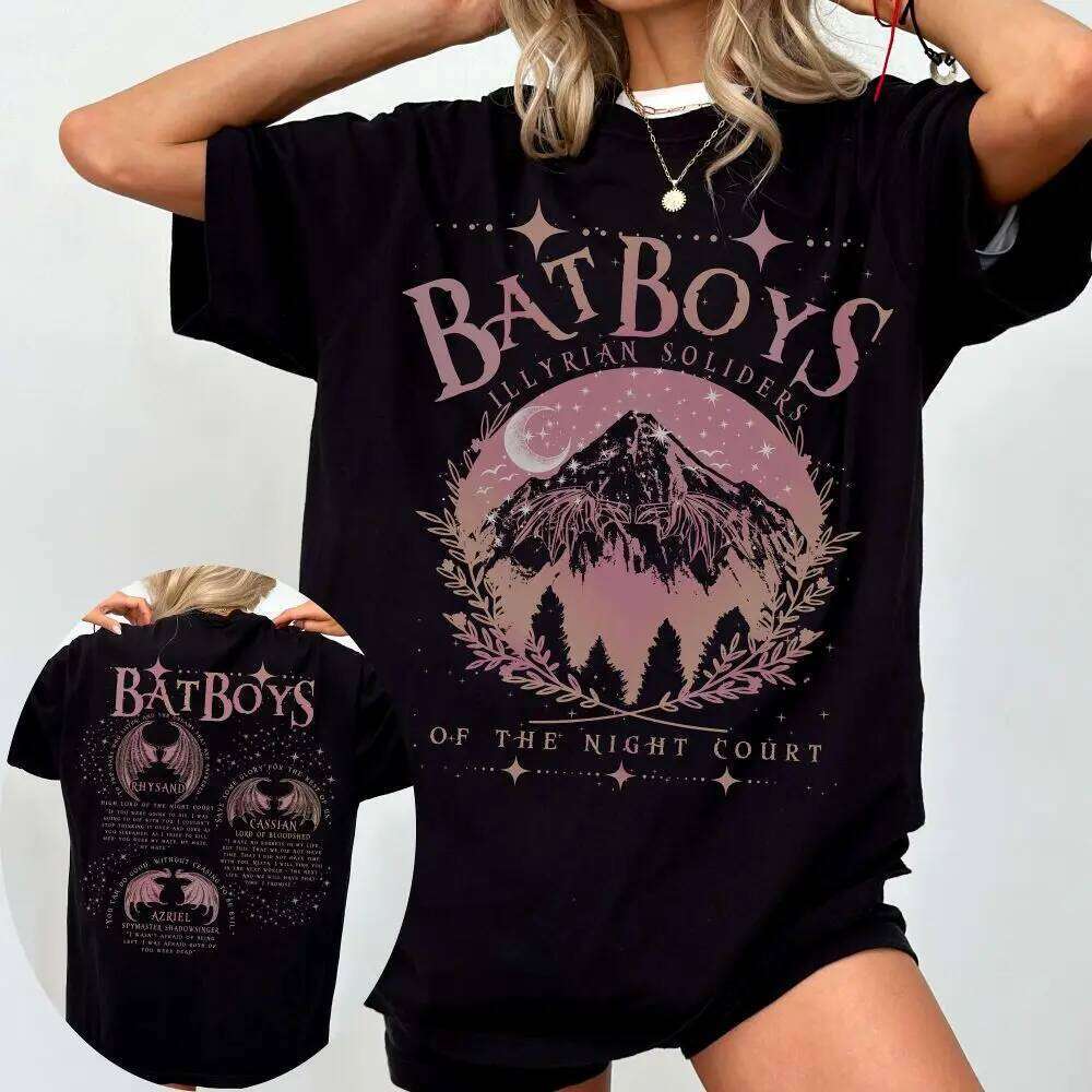 ACOTAR Bat Boys Sarah J Maas Book Boyfriend Night Court 100% Cotton Loose Retro Shirt Unisex Tee Fantasy Apparel Y2K Top XJ260306