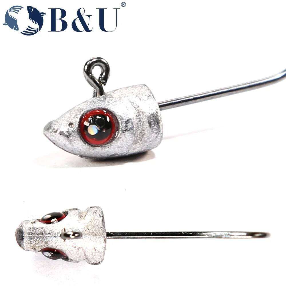 B&U Jig Head Hook Fish Sharp Fishhooks Soft Bait Worm Barbed Hooks Fishing Tackle Hard Lure S260305