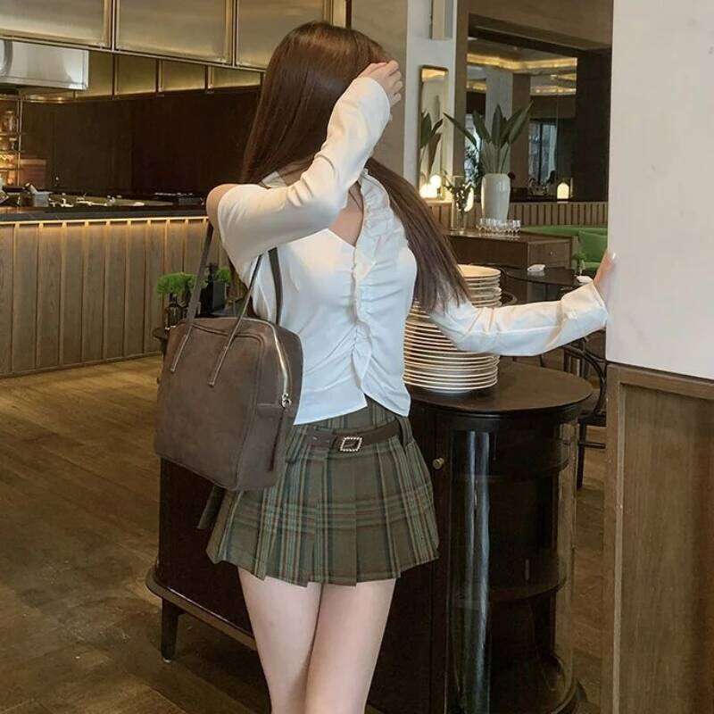 S-5XL Mini Skirts Women Pleated Spring High Waist Leisure Korean Style Fashion Simple Slim Students All-match Streetwear Faldas XJ260309