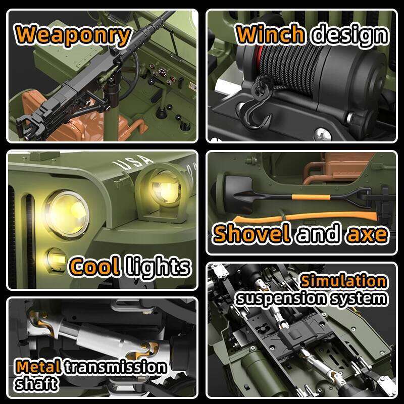 COOLBANK 1/14 HG4-58 Willys Jeep Alloy RC Electric Remote Control Model Car Simulation Military Truck Canopy Adult Kid C260306