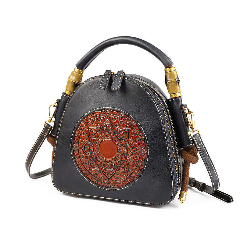 Luxury Shoulder Bags Totes Hobo Genuine Leather New Cross Border Retro Women S Handbag Chinese Style Single Crossbody Top Layer Cowhide Shell Bag SENY