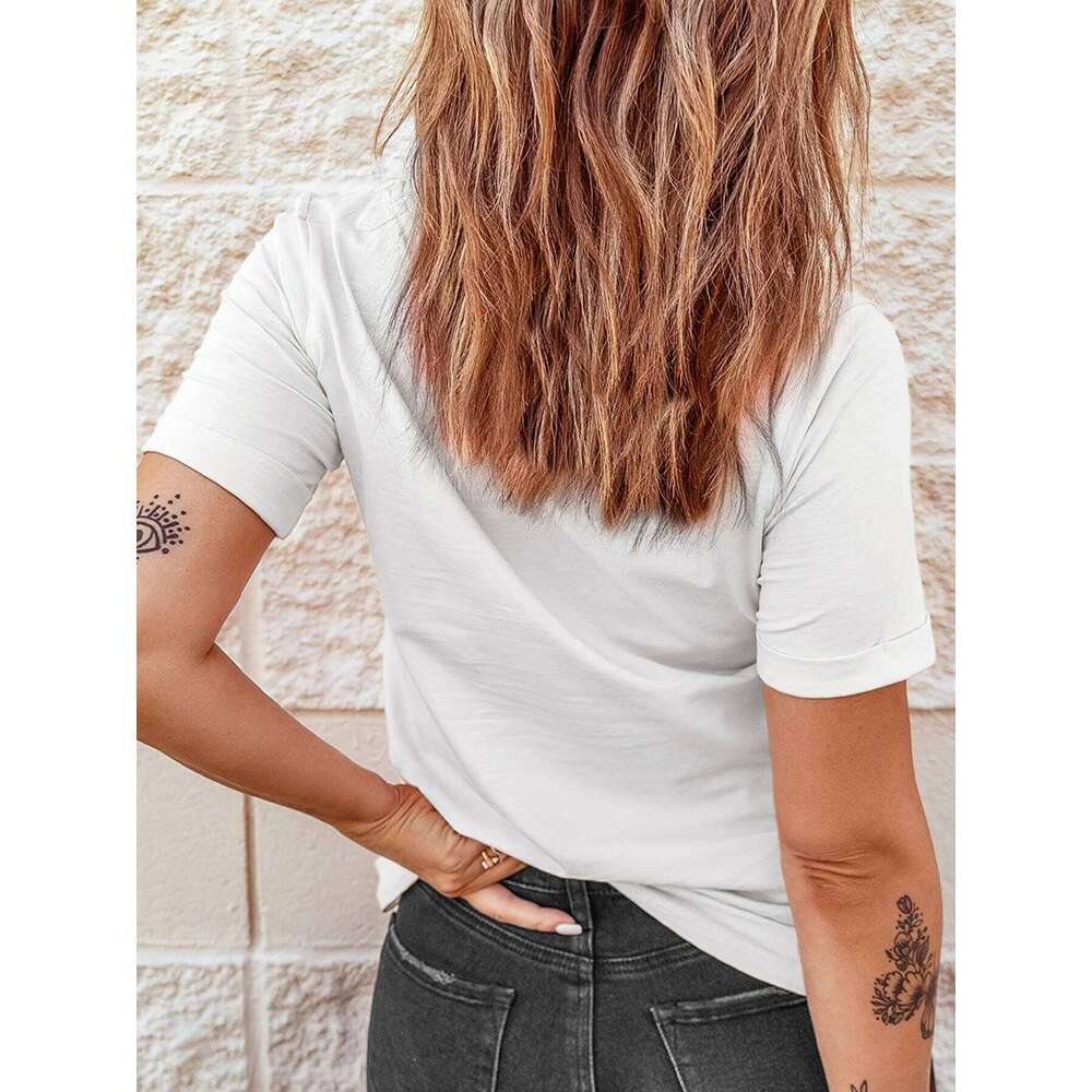 Heart Print T-Shirt For Valentine's Gifts, Crew Neck Short Sleeve T-Shirt, Casual Every Day Tops, Women's Clothing XJ260306