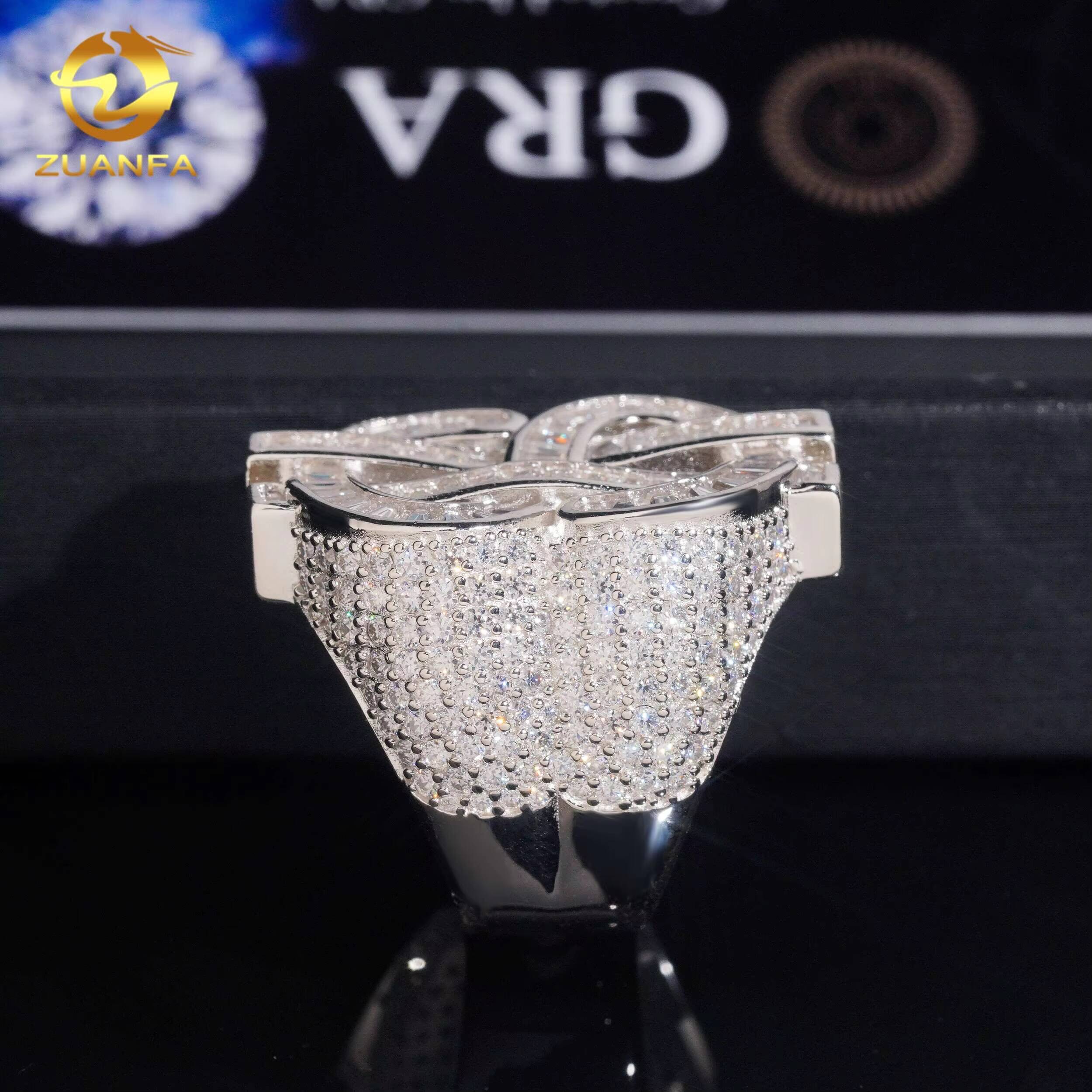 Hot Sale Iced Out USD Dollar Ring Moissanite Men Diamond Rings 925 Silver Hip Hop Ring Pass Diamond Tester