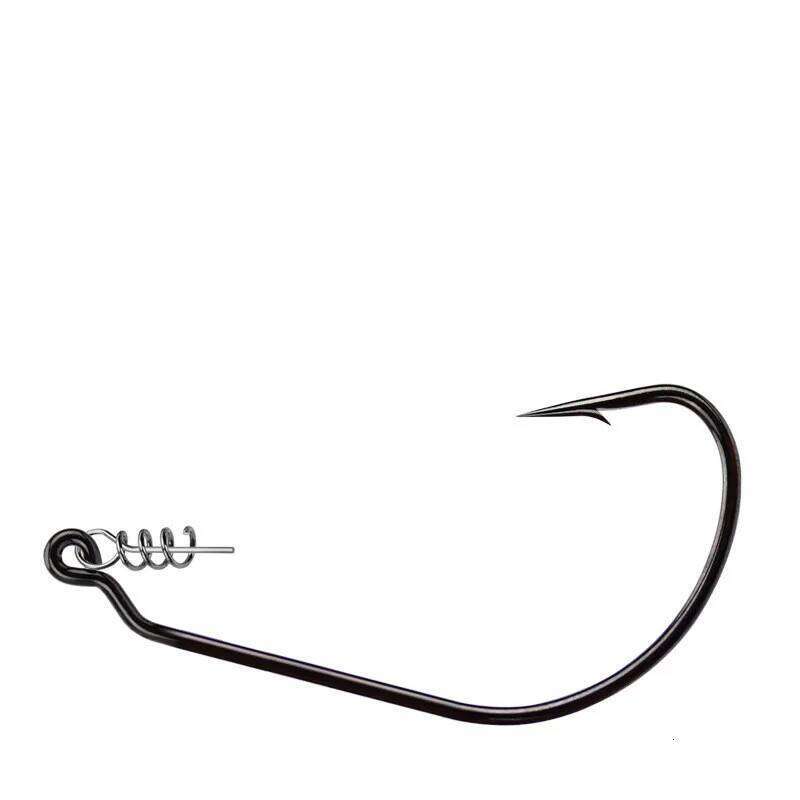 Worm Hook with Lock Stitch Soft Lure Bait Single Hooks Grub Fishhook Texas Rig Accessories Lot 10 Pieces S260305