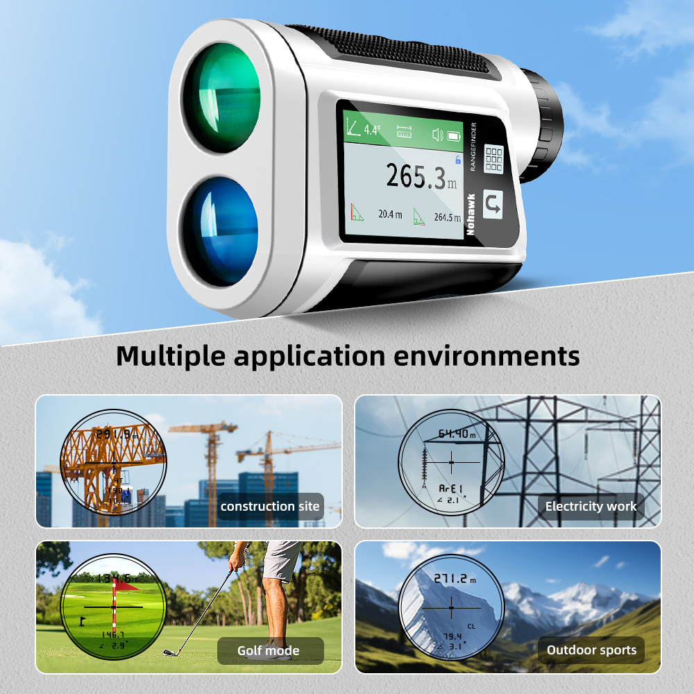 1000M Golf Laser Rangefinder with Multi Functional 10 Modes Voice-Announced Side Screen Golf Mode for Golfing or Hunting