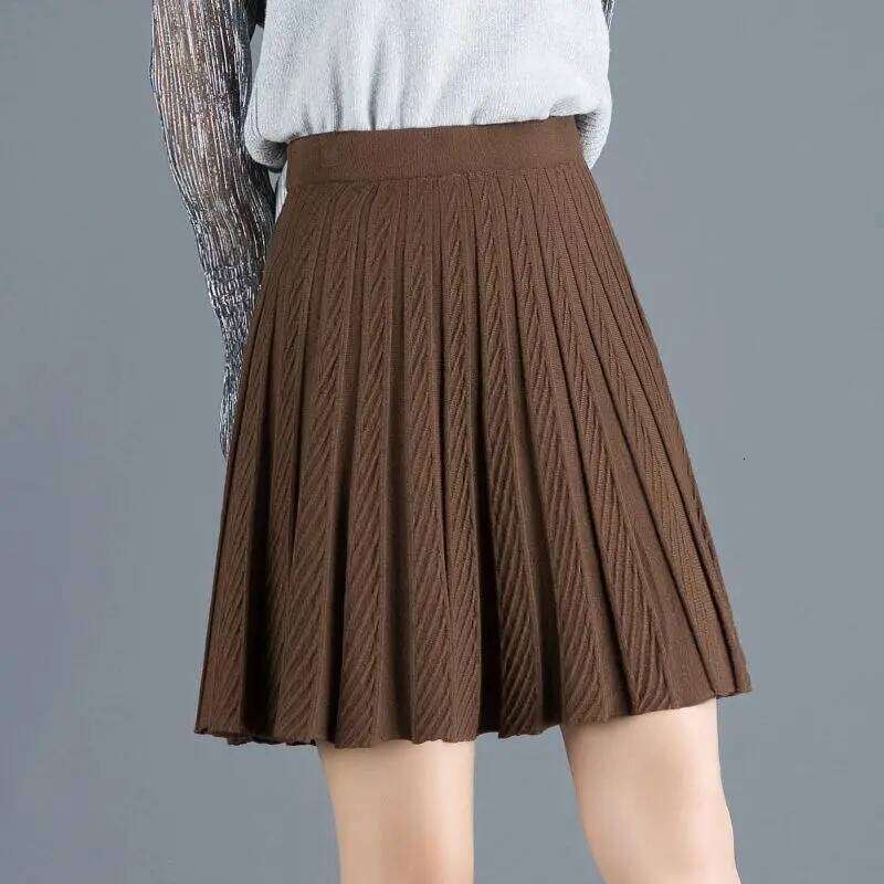 Spring Fashion Korean New Student A-line Skirt Women Solid Elastic High Waist Shirring Design Versatile Pleated Half Skirts XJ260309