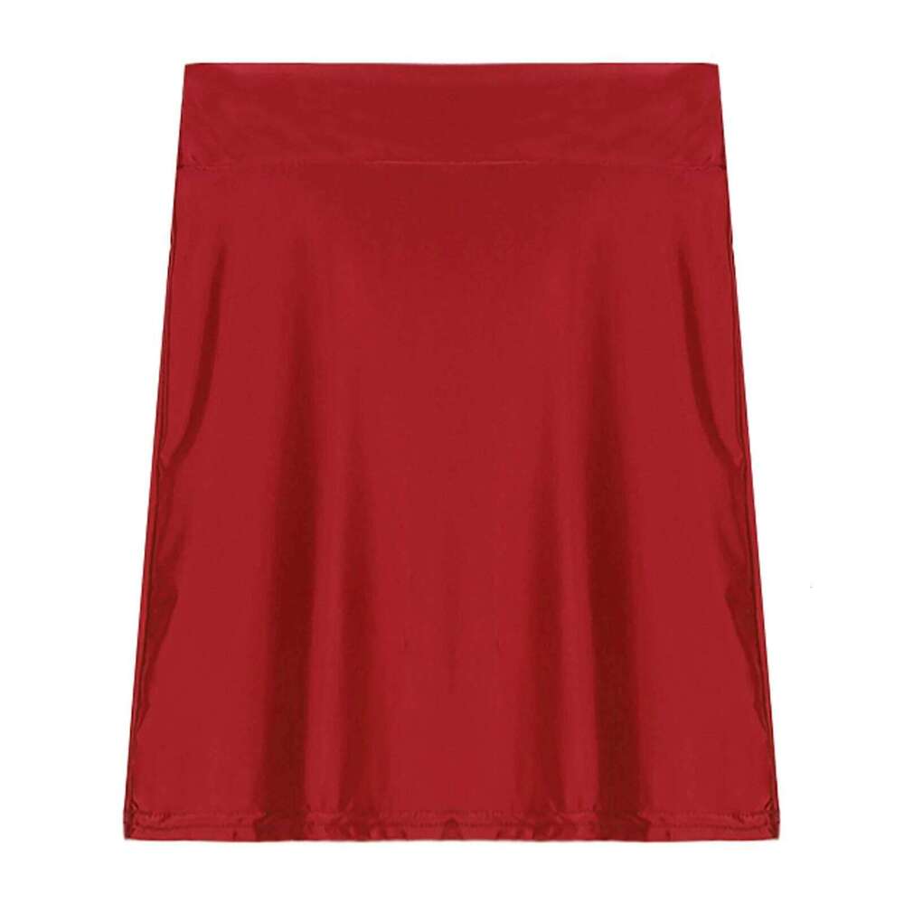 Women Glossy Bodycon Skirts Rave Party Club Wear Stretchy Slim Fit Pencil Skirt Short Dress Solid Color High Waist Daily Clothes XJ260309