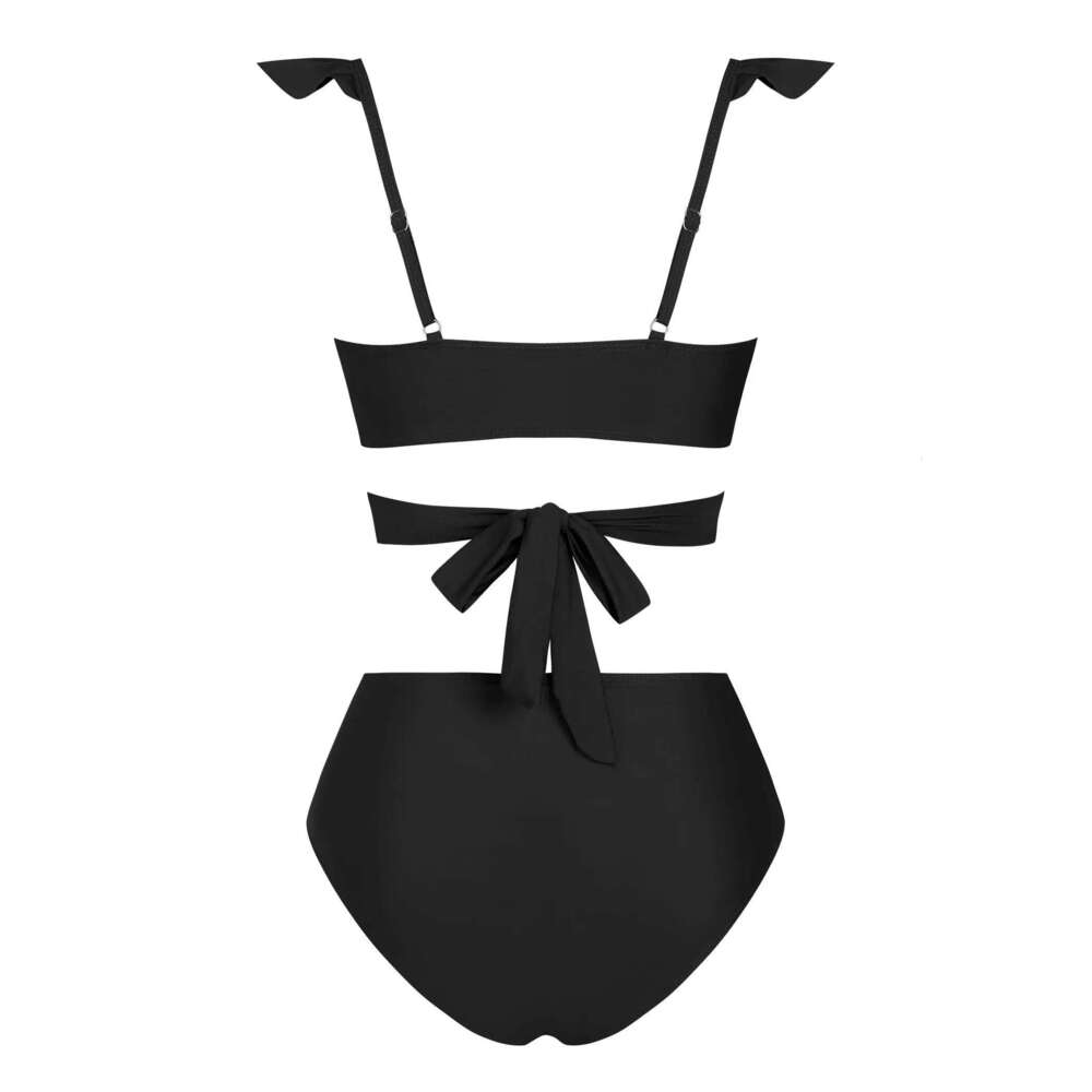 ZAFUL Women High Waisted Bikini Sets Two Piece Ruffle Swimsuit Cross Cutout Ruched Bathing Suit XJ260206
