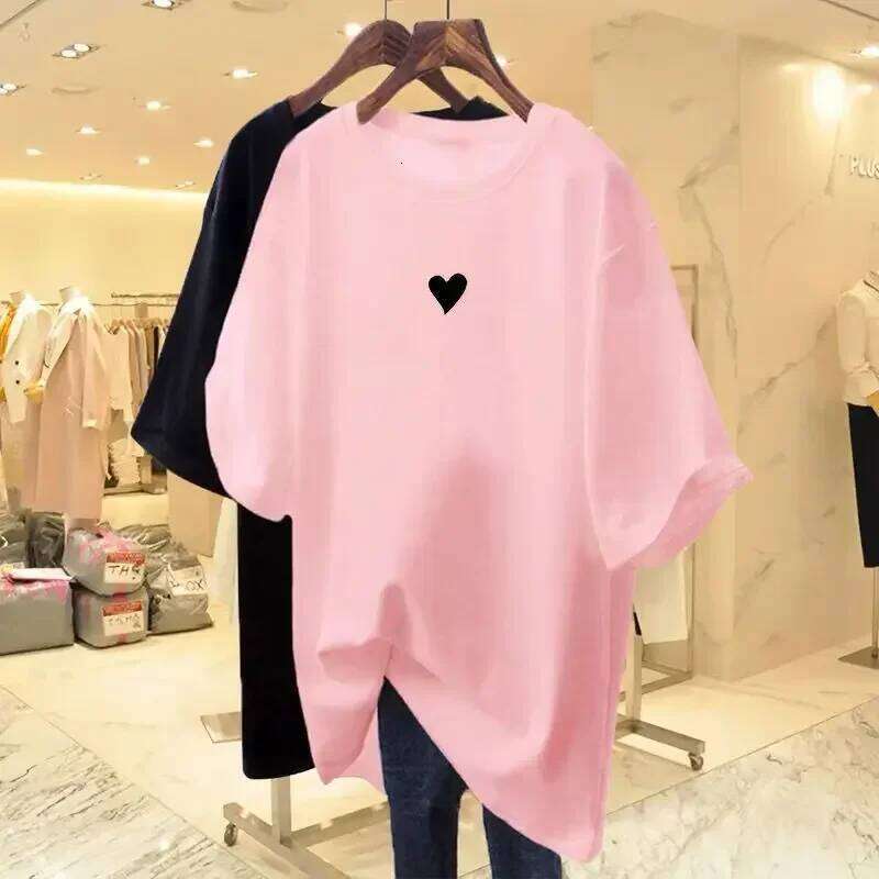 Women Casual Loose Pure Top Tees Basic Solid Pullovers Summer Love Printed Short Sleeve T-shirt XJ260306