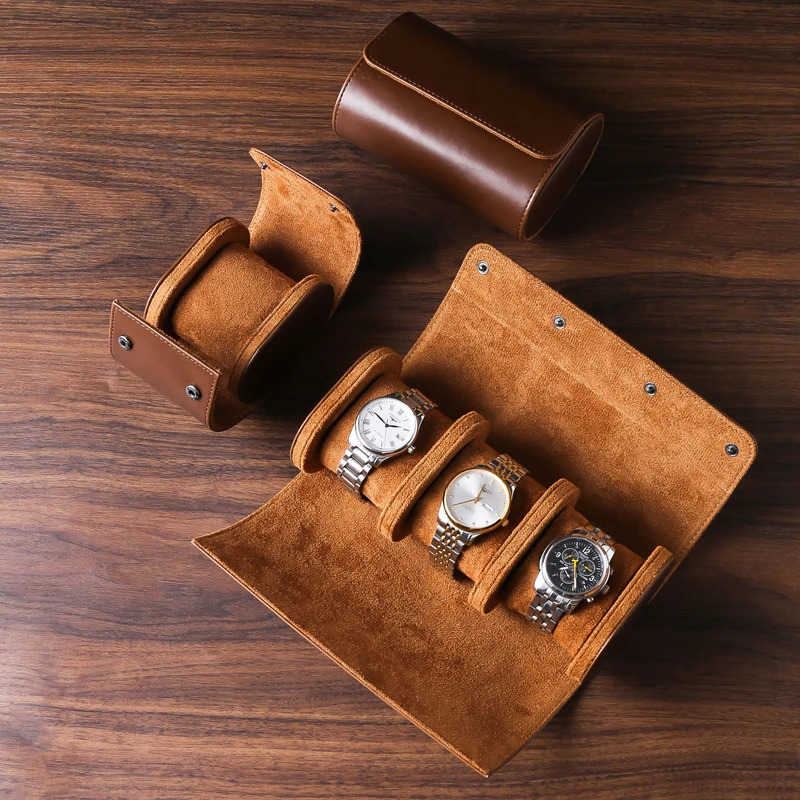 Embers Leather Watch Roll 1 2 3 slots Genuine Watch Storage Box Travel Bag Watch Case Gift Box 260306