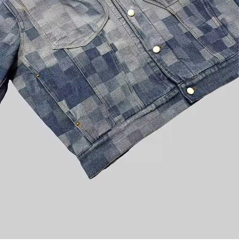 Vintage Loose Denim Jacket Trendy Mens Loose-Fit Jacket Men Streetwear Harajuku Style Plaid Coat Hip Hop Gothic Clothes M260309