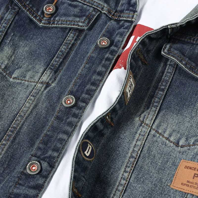 Korean Fashion Stylish Retro Cotton Outerwear Men Single Breasted Casual Jacket Spring Autumn Embroidered Jeans Coat a54 M260309