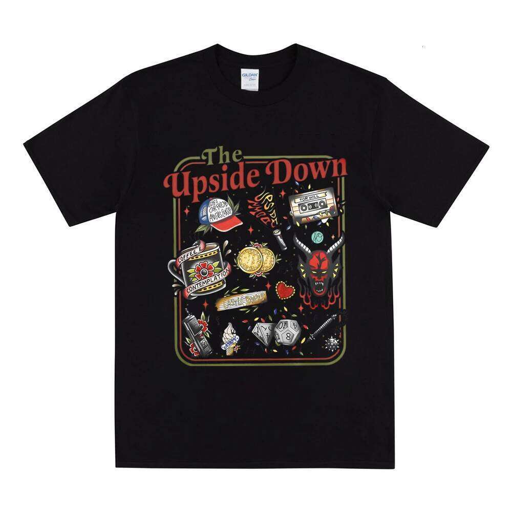 The Upside Down T-shirt Funny Women Men Hawkins Clipart Graphic Tee Stranger ST5 Inspired Demogorgon Shirts Trendy Gothic Tops XJ260306