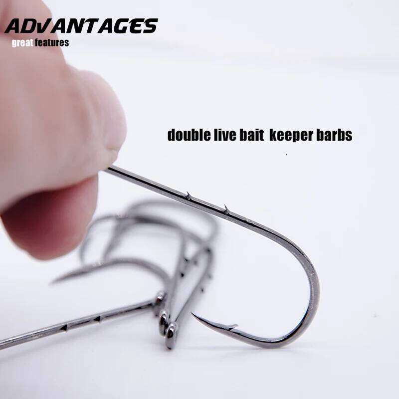 50pcs/lot Long Shank Hook For Fishing Live Double Bait Keeper Barbs High Carbon Steel With Anti-rust Fishhooks S260305