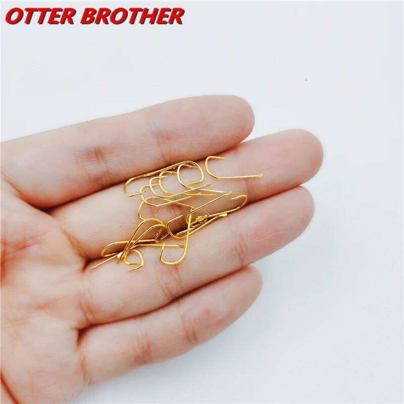 100pcs/lot Barbed Carp Hooks 1#-8# Series High Carbon Steel Gold Red Fishhook Holder Fishing Bait In Fly Worm Set Pesca S260305