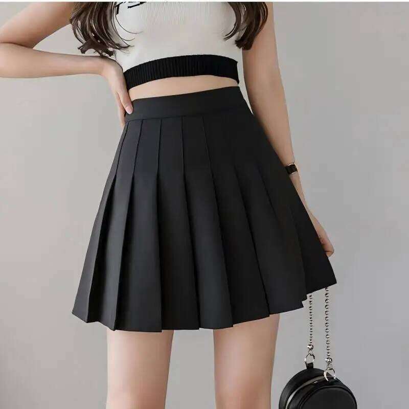 New pleated skirt for 2025 Womens Mini Skirts Japanese School High Waist Kawaii Cute grey Plaid Skirt Uniform Harajuku Jupe XJ260309