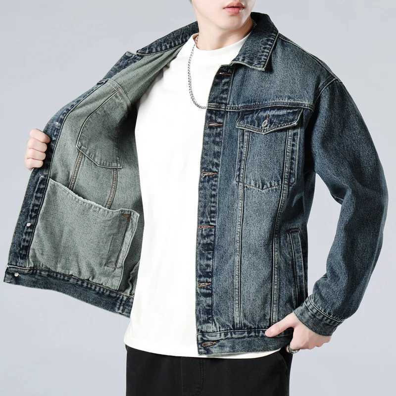 New spring and autumn style mens black denim jacket Korean style young casual jacket loose men M260309