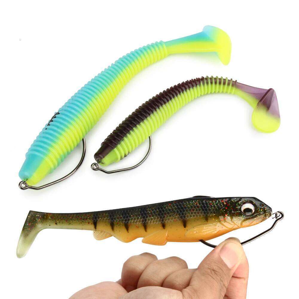 Spinpoler Raptor Unweighted Swimbait Hooks with Centering-pin Spring 5/0 7/0 10/0 High Carbon Steel Offset Wedless Fishhooks S260305