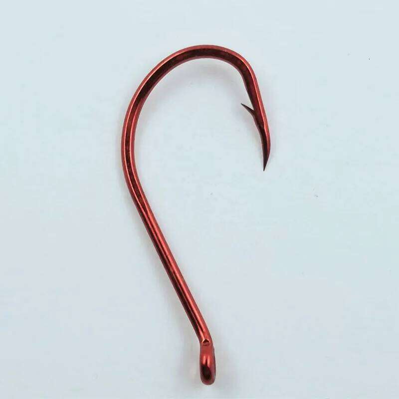 Fishing Hook Red with Barb High Carbon Steel Fishhook Bend Mouth Triangular Fast Attack Single Hooks Lot 10 Pieces Sale S260305