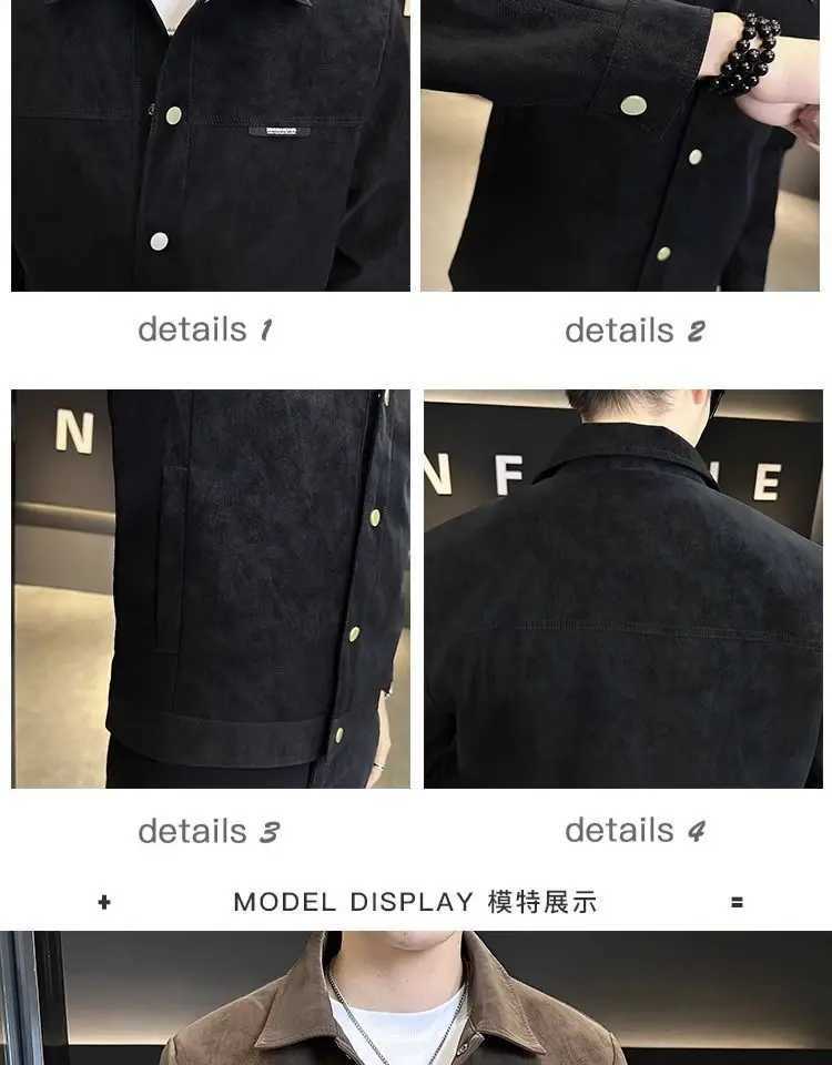 Spring and Autumn 2026 Jacket Mens Trendy Lapel Trend Suede Spring Clothes Mens Jacket Mens M260309