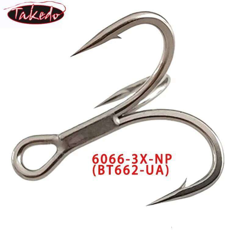 TAKEDO b** 6066-3X-NP Treble Hook Triple Hooks Accessories 2# - 16# UltraAntirust Fishhook All for Fishing S260305