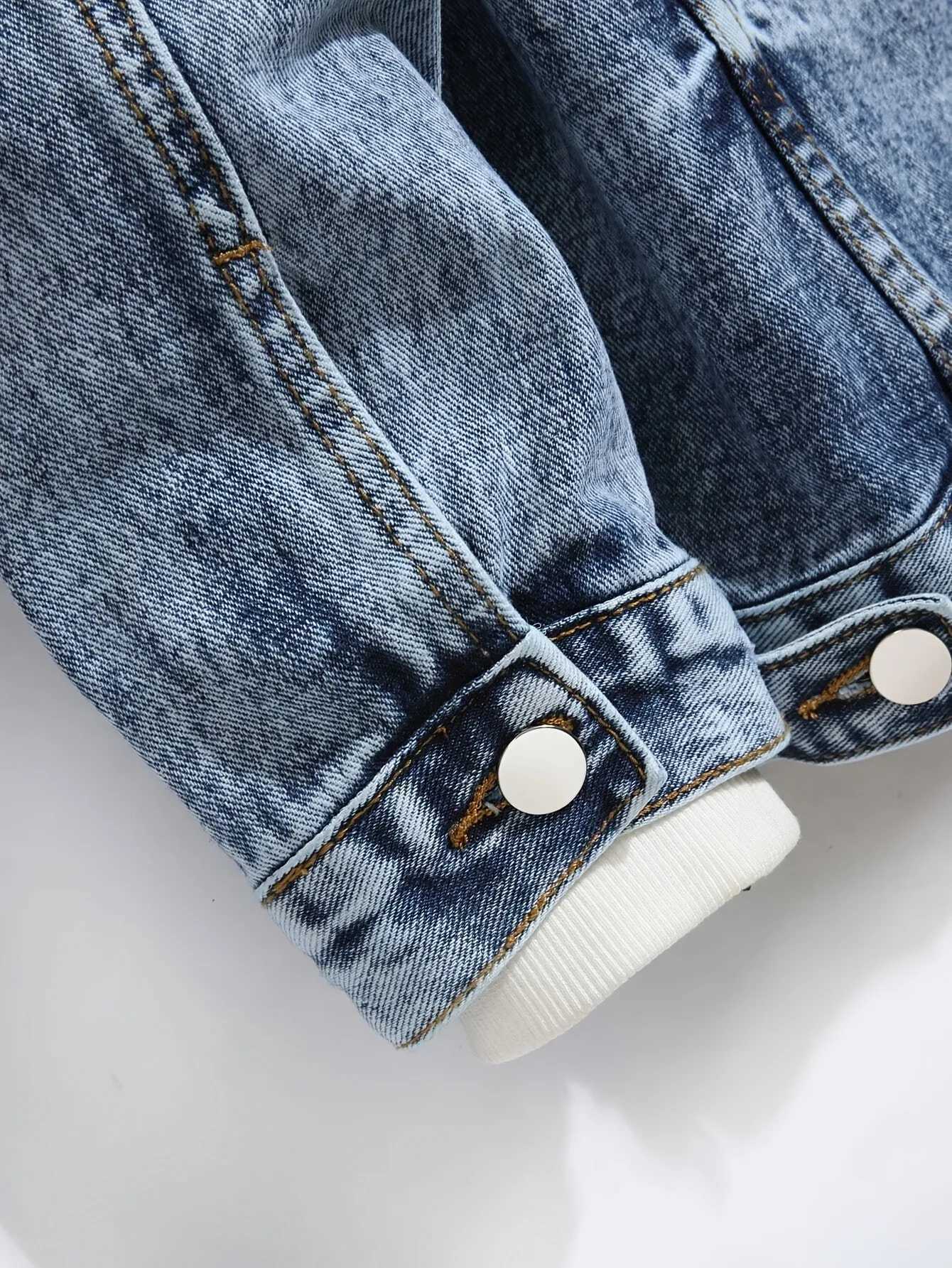 1PC Mens Four Seasons Explosion Destruction Washed Wash Print Light Jacket Everyday American Street Casual Denim Jacket M260309