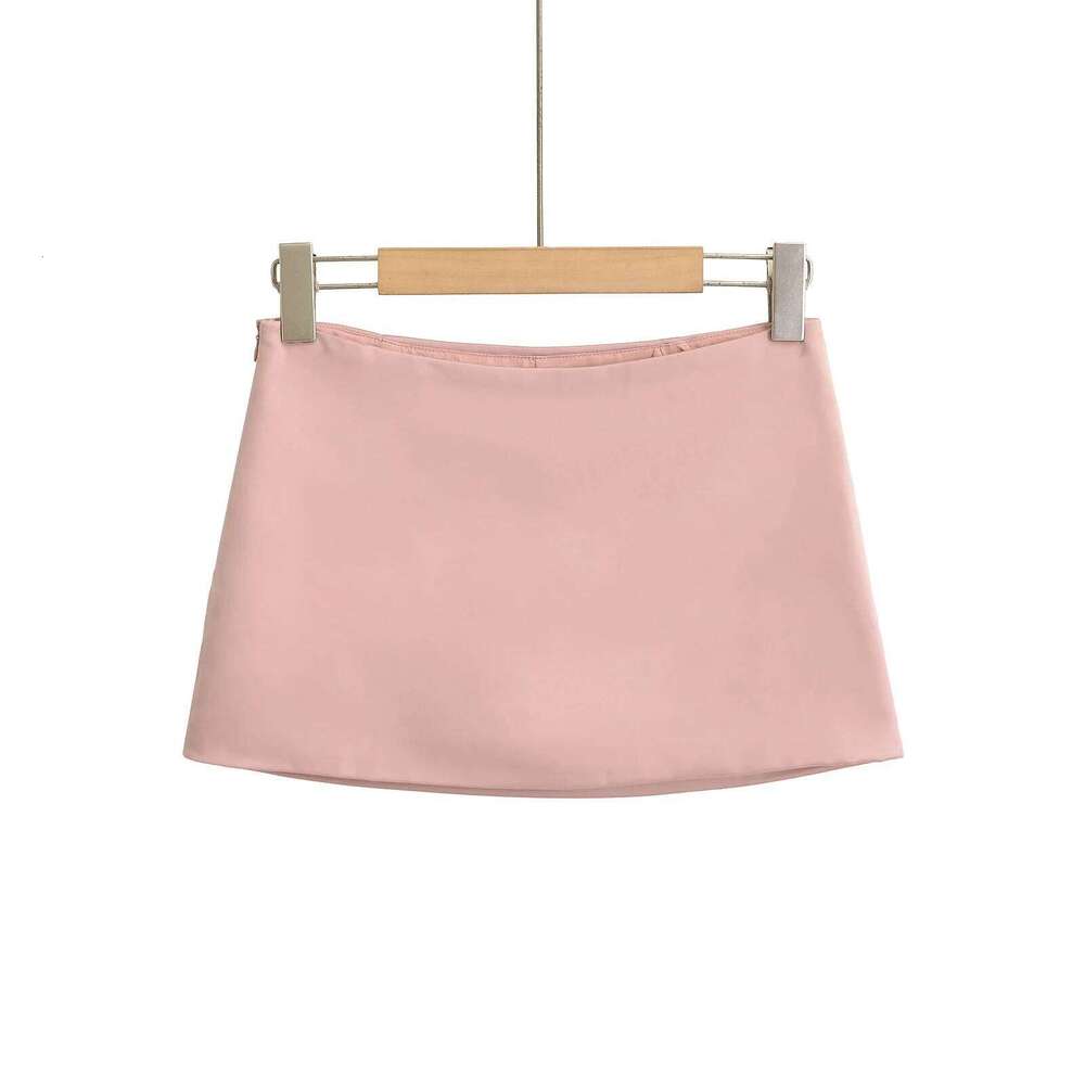 Black Mini Y2k Clothes Korean Fashion 2024 Summer Satin Skirts For Woman Low Rise Kawaii Pink Skirt With Shorts XJ260309